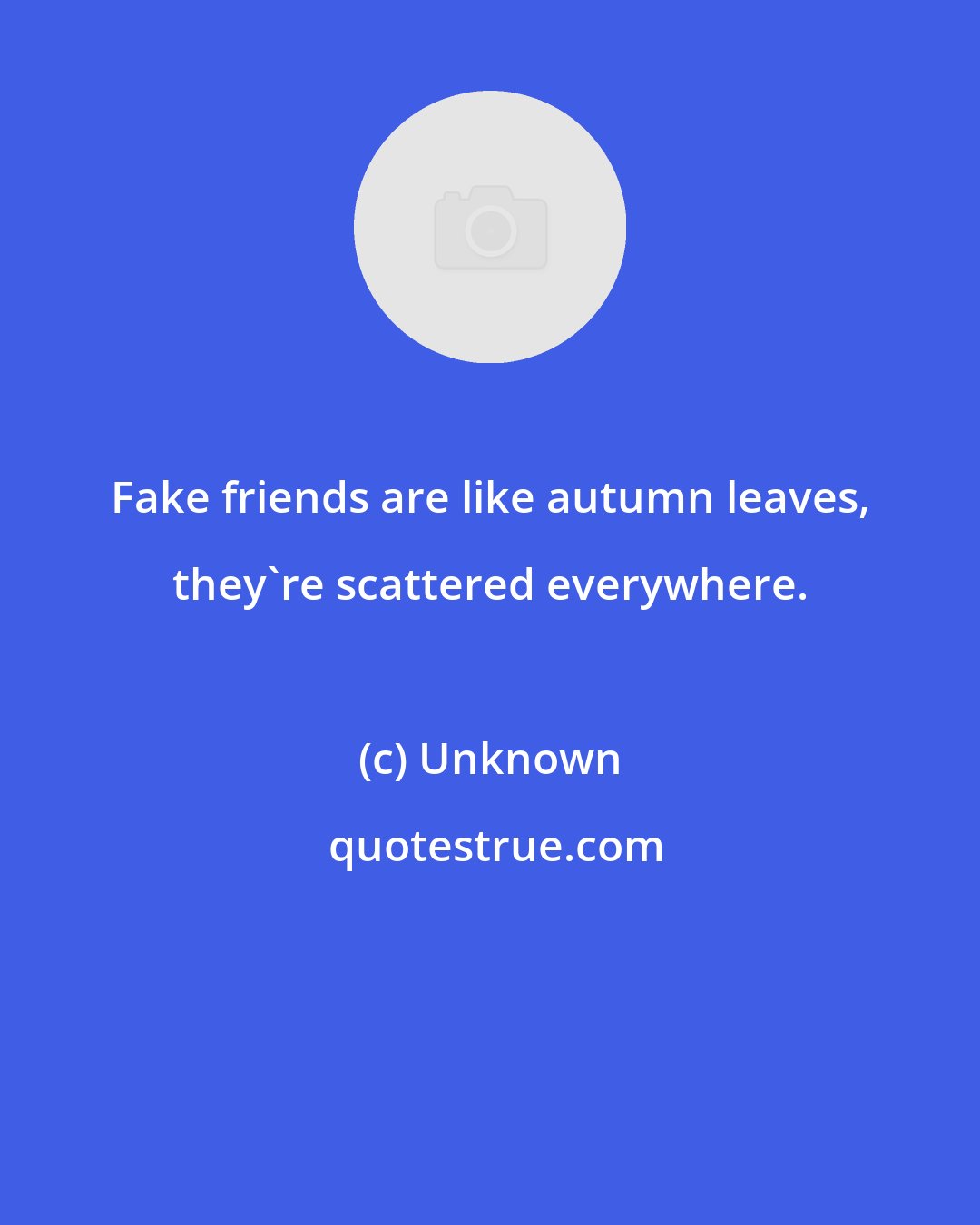 Unknown: Fake friends are like autumn leaves, they're scattered everywhere.