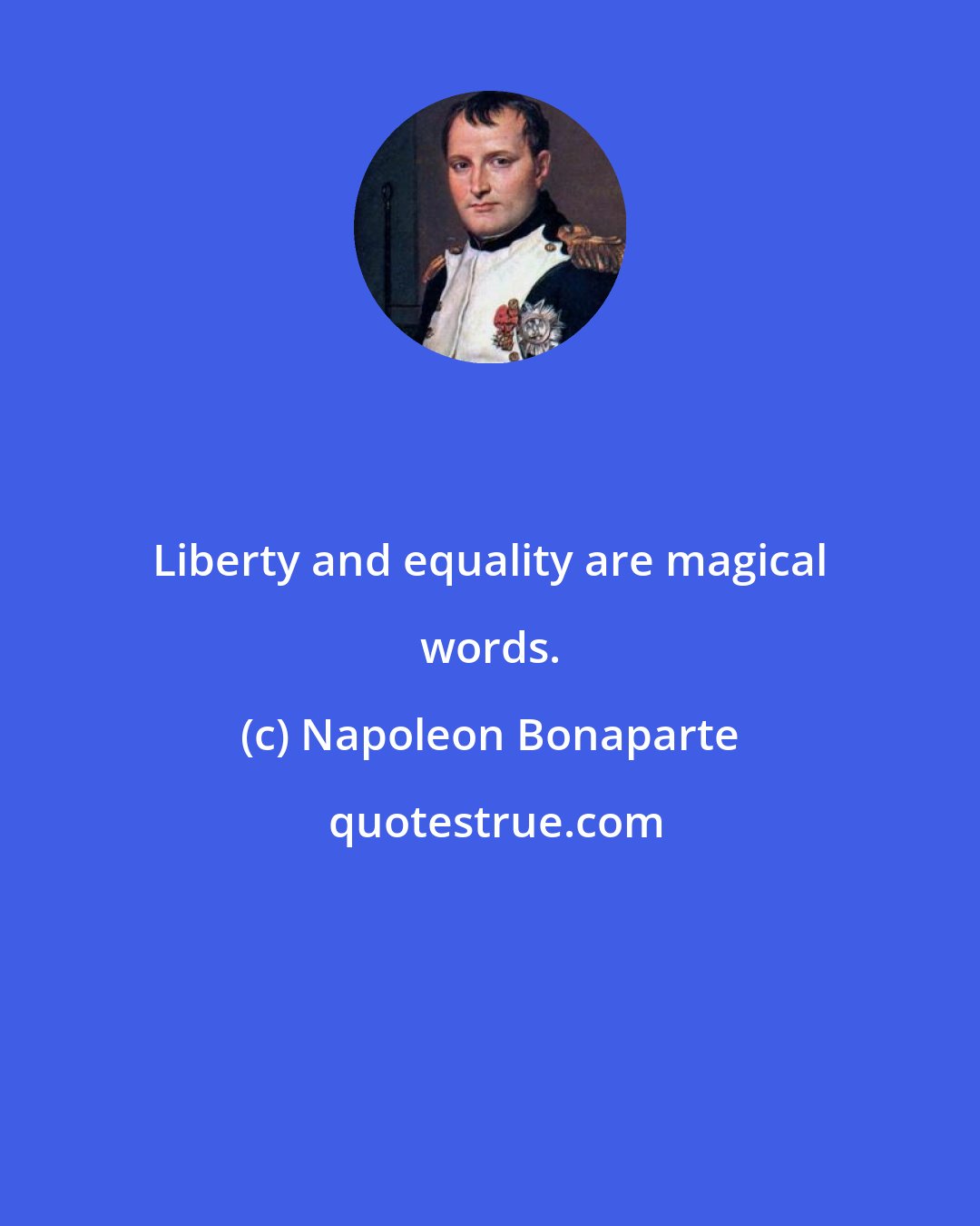 Napoleon Bonaparte: Liberty and equality are magical words.