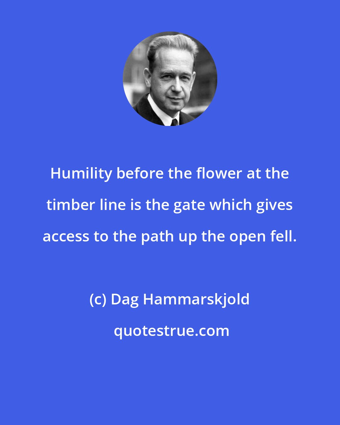 Dag Hammarskjold: Humility before the flower at the timber line is the gate which gives access to the path up the open fell.