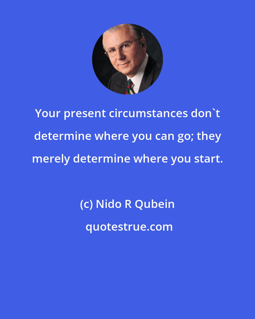 Nido R Qubein: Your present circumstances don't determine where you can go; they merely determine where you start.