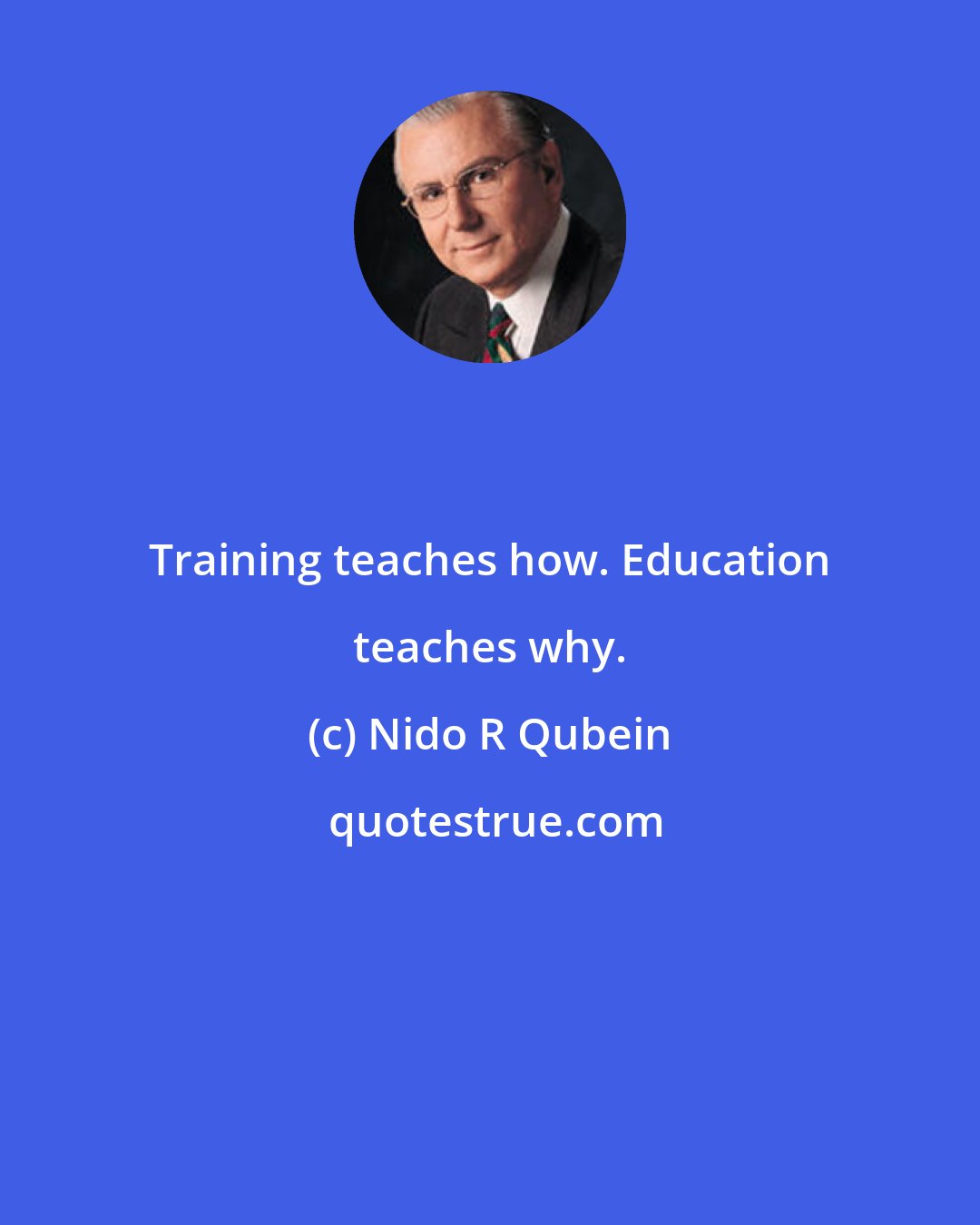 Nido R Qubein: Training teaches how. Education teaches why.