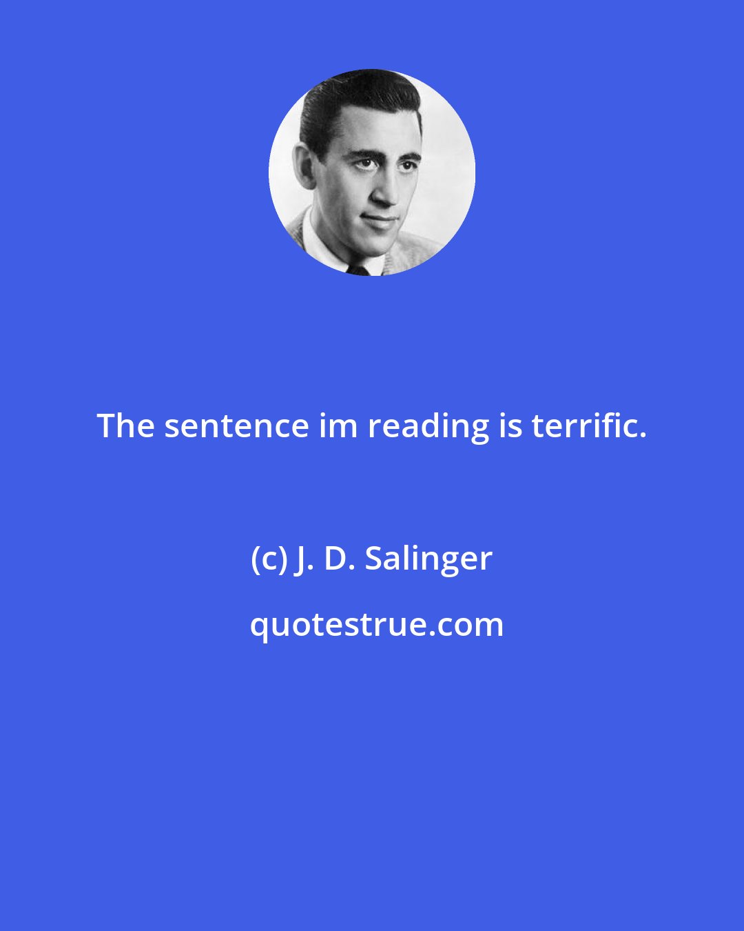 J. D. Salinger: The sentence im reading is terrific.