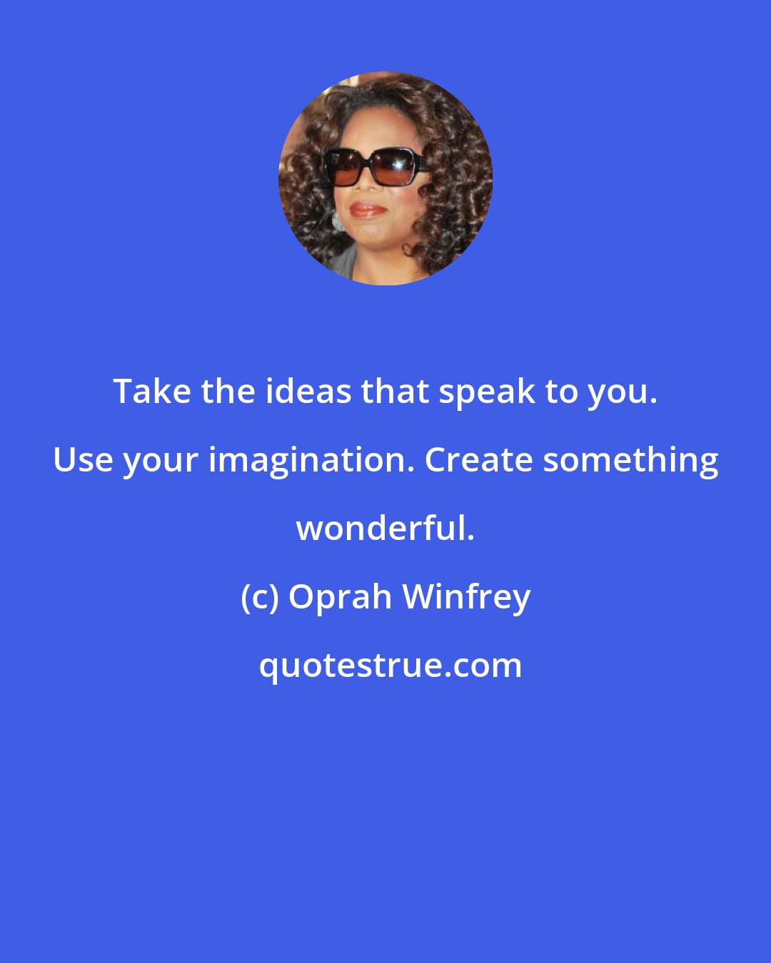 Oprah Winfrey: Take the ideas that speak to you. Use your imagination. Create something wonderful.
