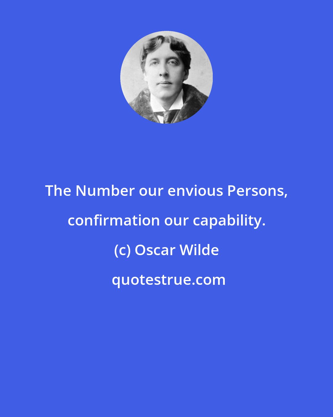 Oscar Wilde: The Number our envious Persons, confirmation our capability.