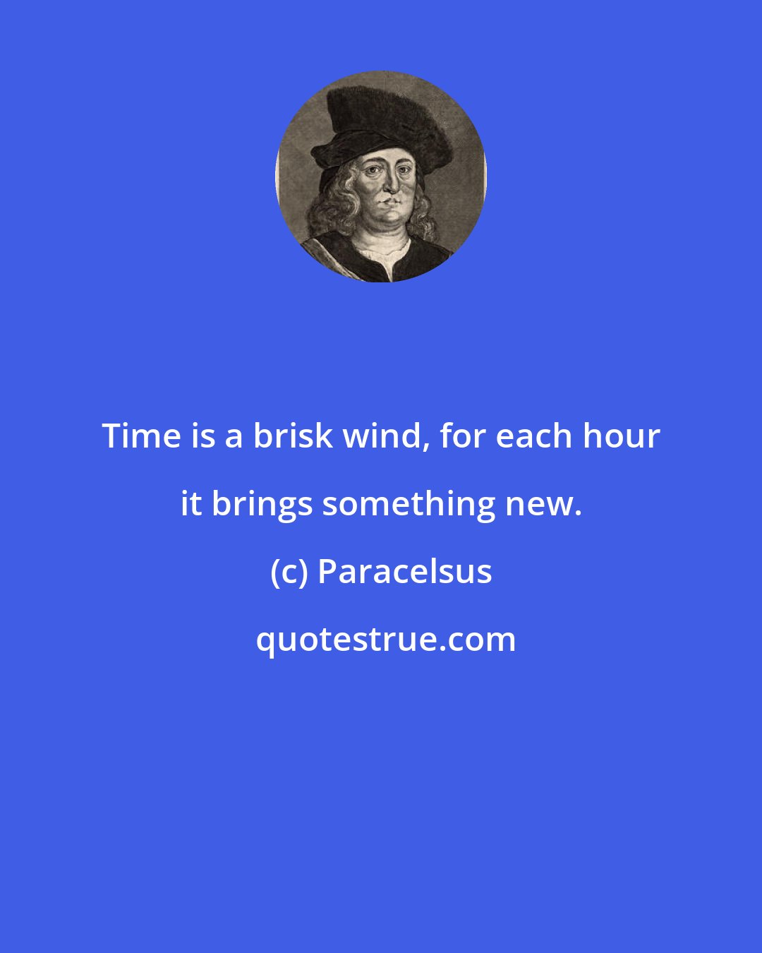 Paracelsus: Time is a brisk wind, for each hour it brings something new.