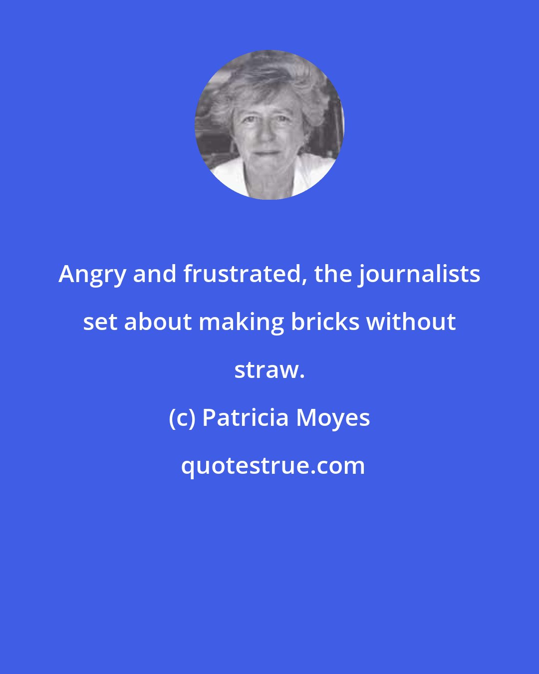 Patricia Moyes: Angry and frustrated, the journalists set about making bricks without straw.