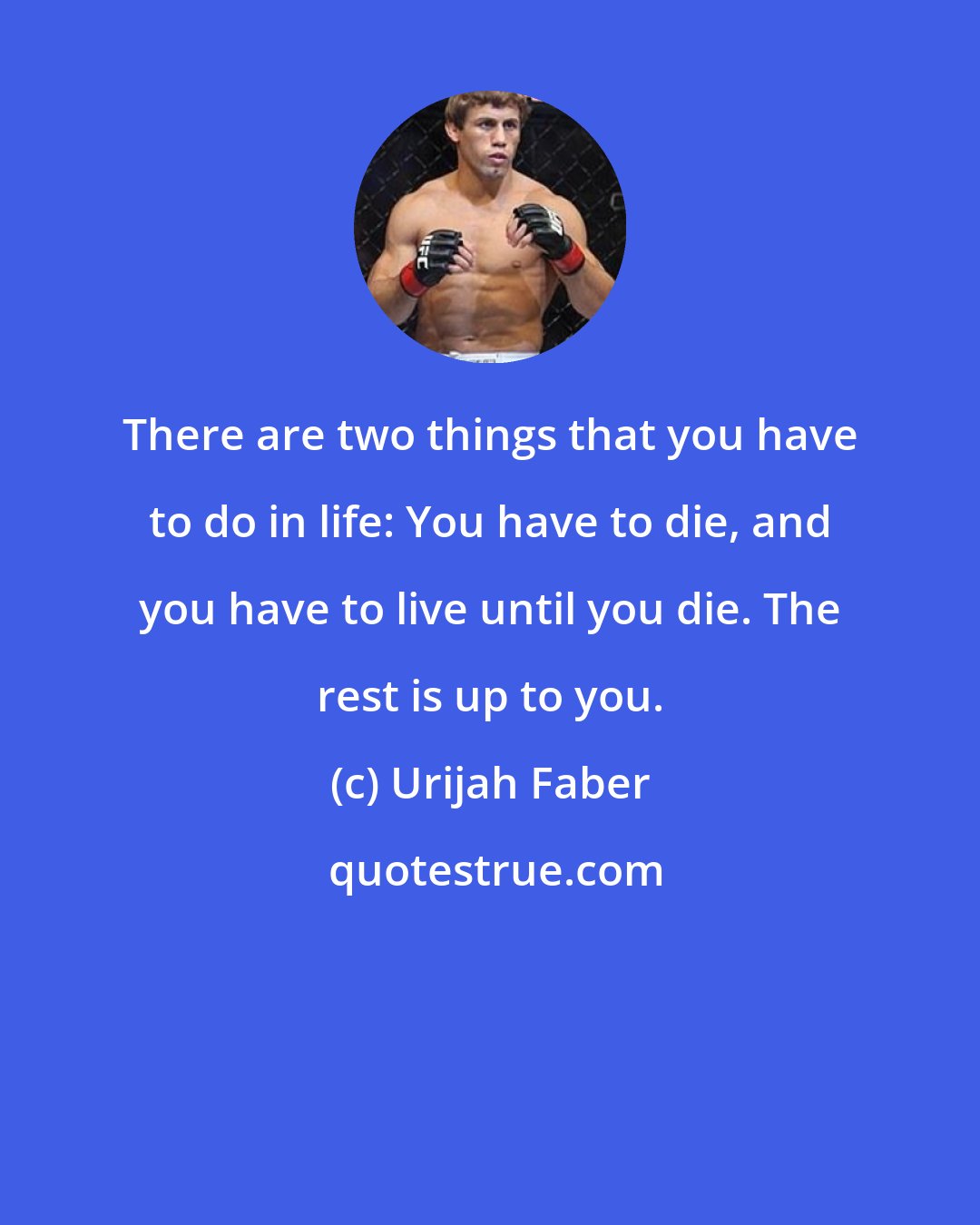 Urijah Faber: There are two things that you have to do in life: You have to die, and you have to live until you die. The rest is up to you.