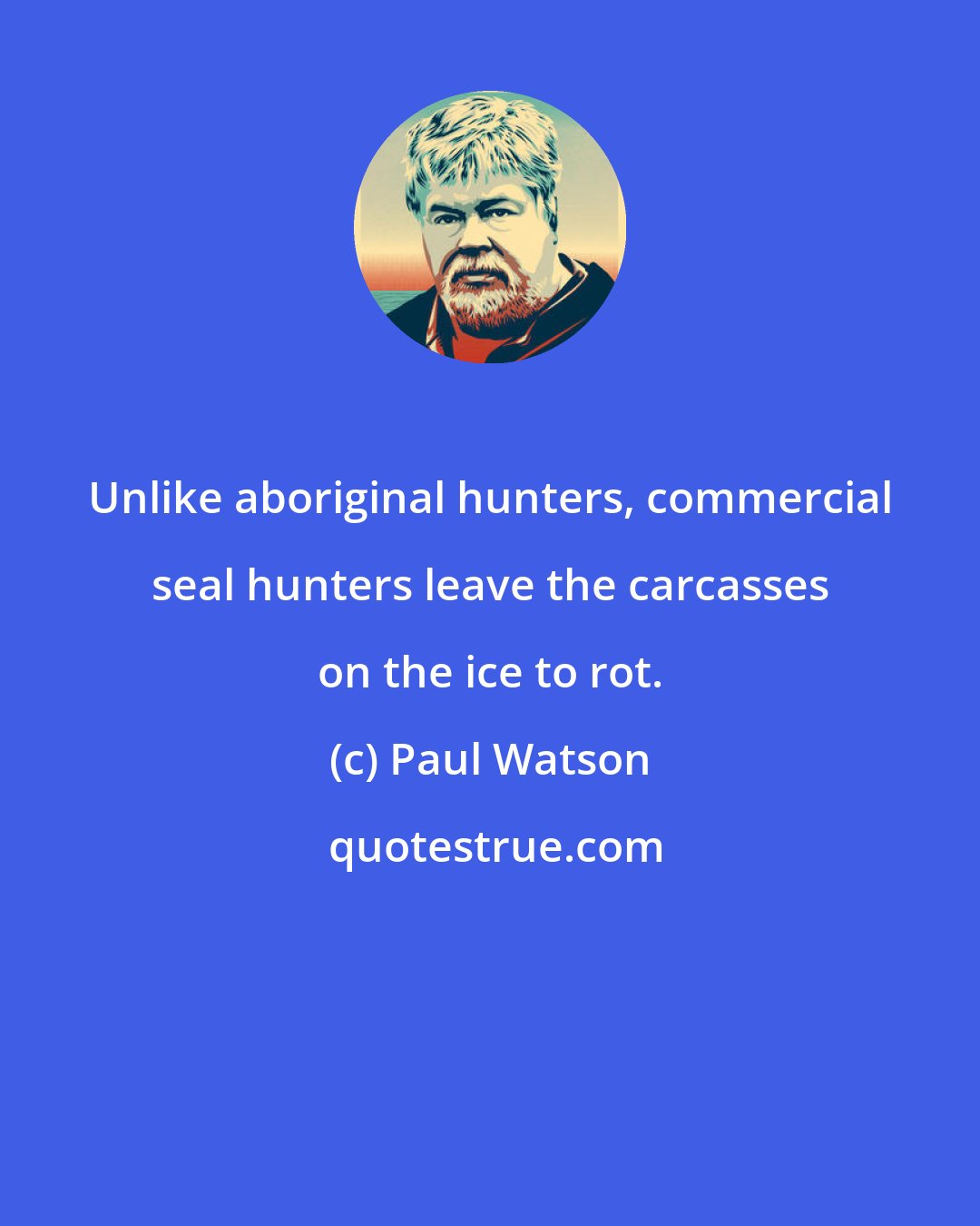 Paul Watson: Unlike aboriginal hunters, commercial seal hunters leave the carcasses on the ice to rot.