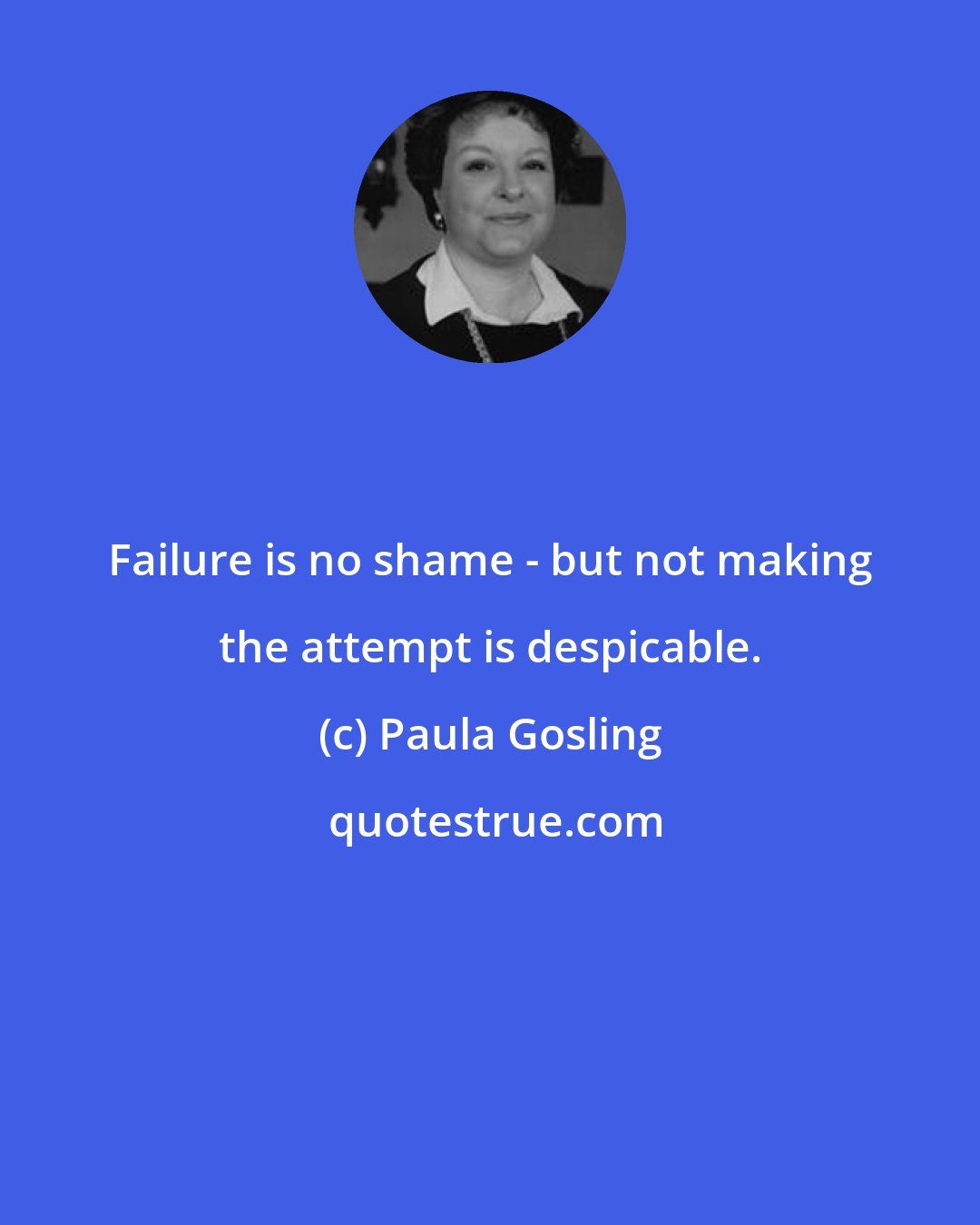 Paula Gosling: Failure is no shame - but not making the attempt is despicable.
