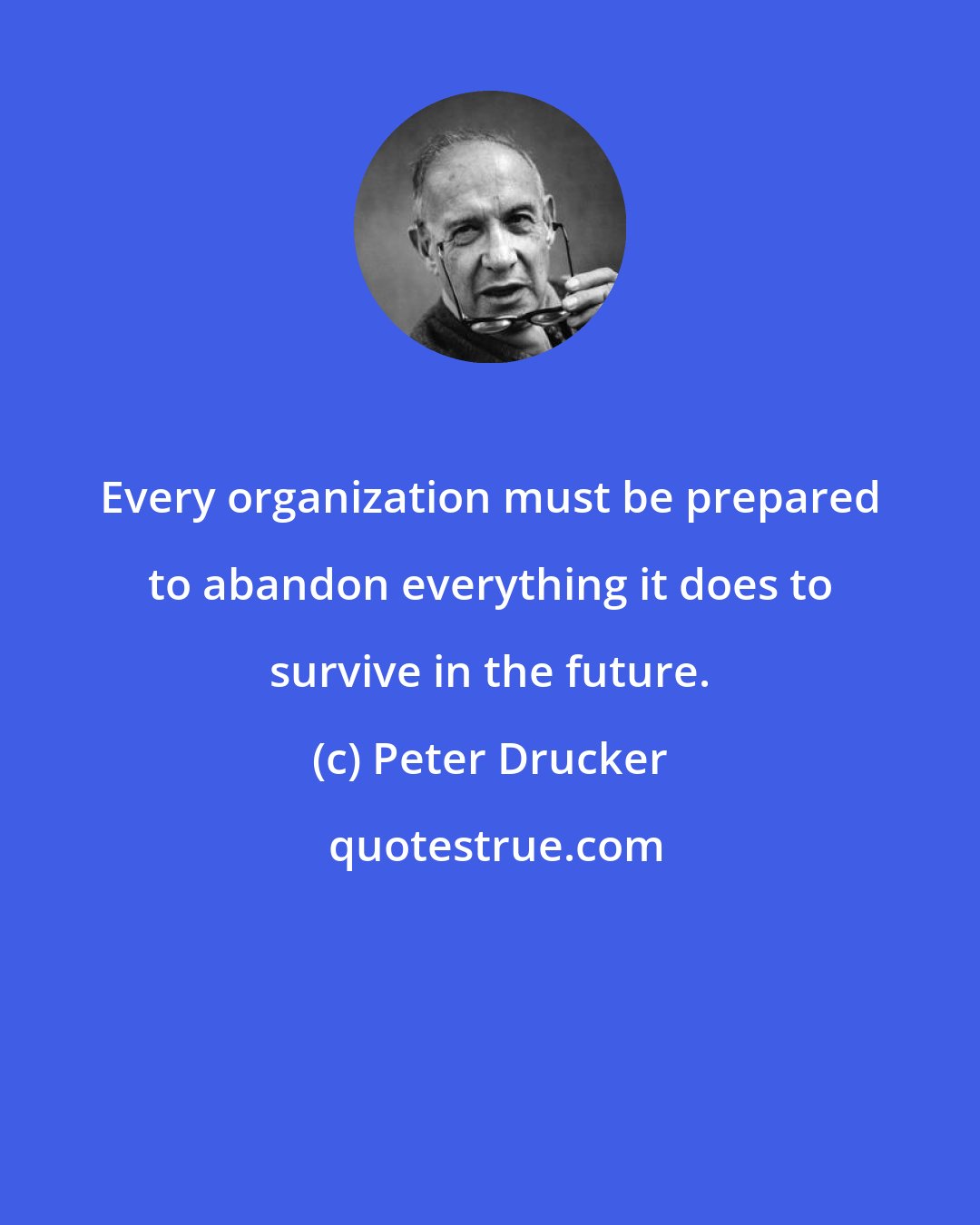 Peter Drucker: Every organization must be prepared to abandon everything it does to survive in the future.
