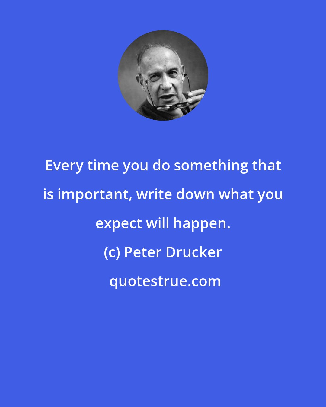 Peter Drucker: Every time you do something that is important, write down what you expect will happen.