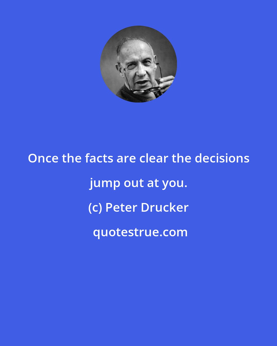 Peter Drucker: Once the facts are clear the decisions jump out at you.