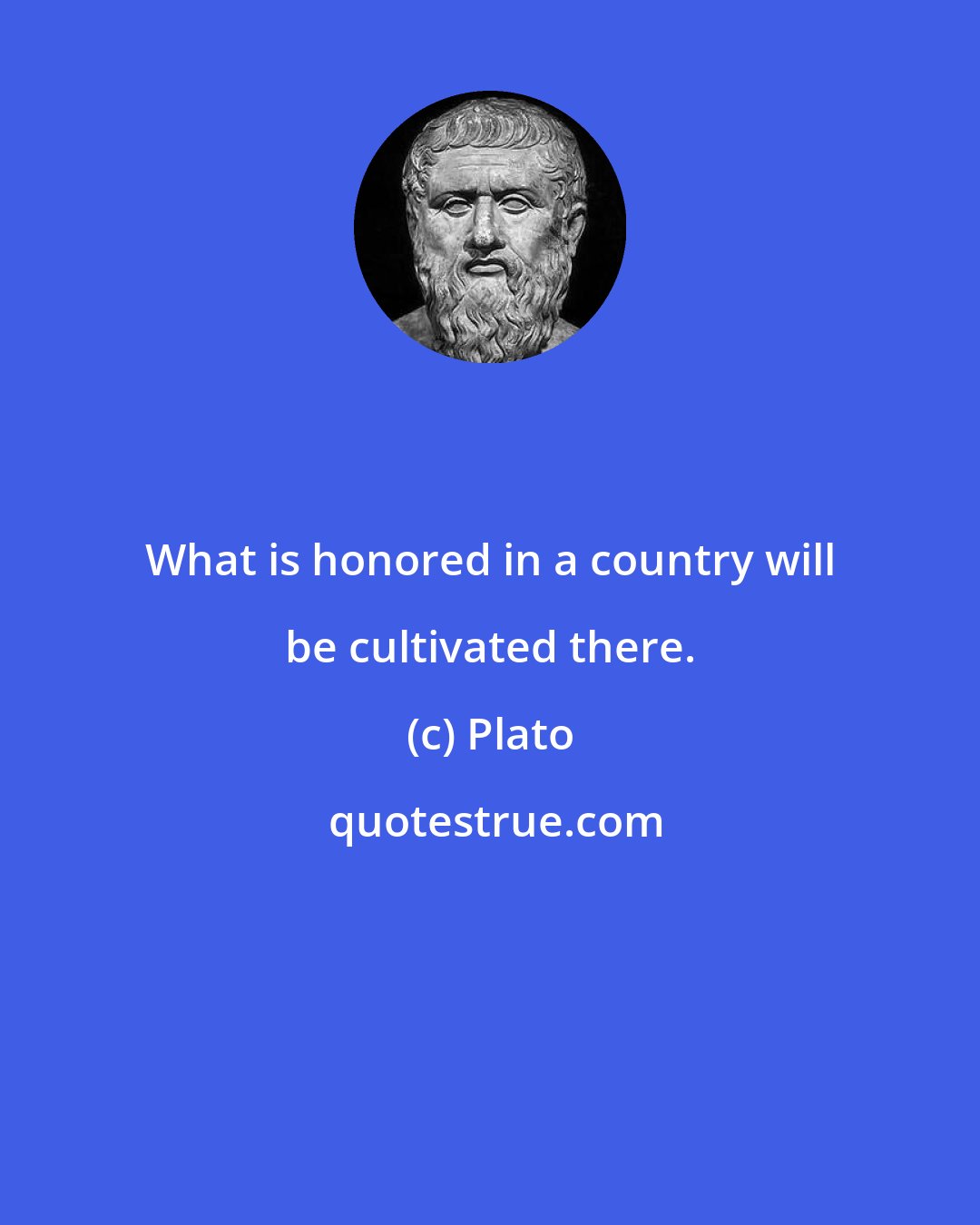 Plato: What is honored in a country will be cultivated there.