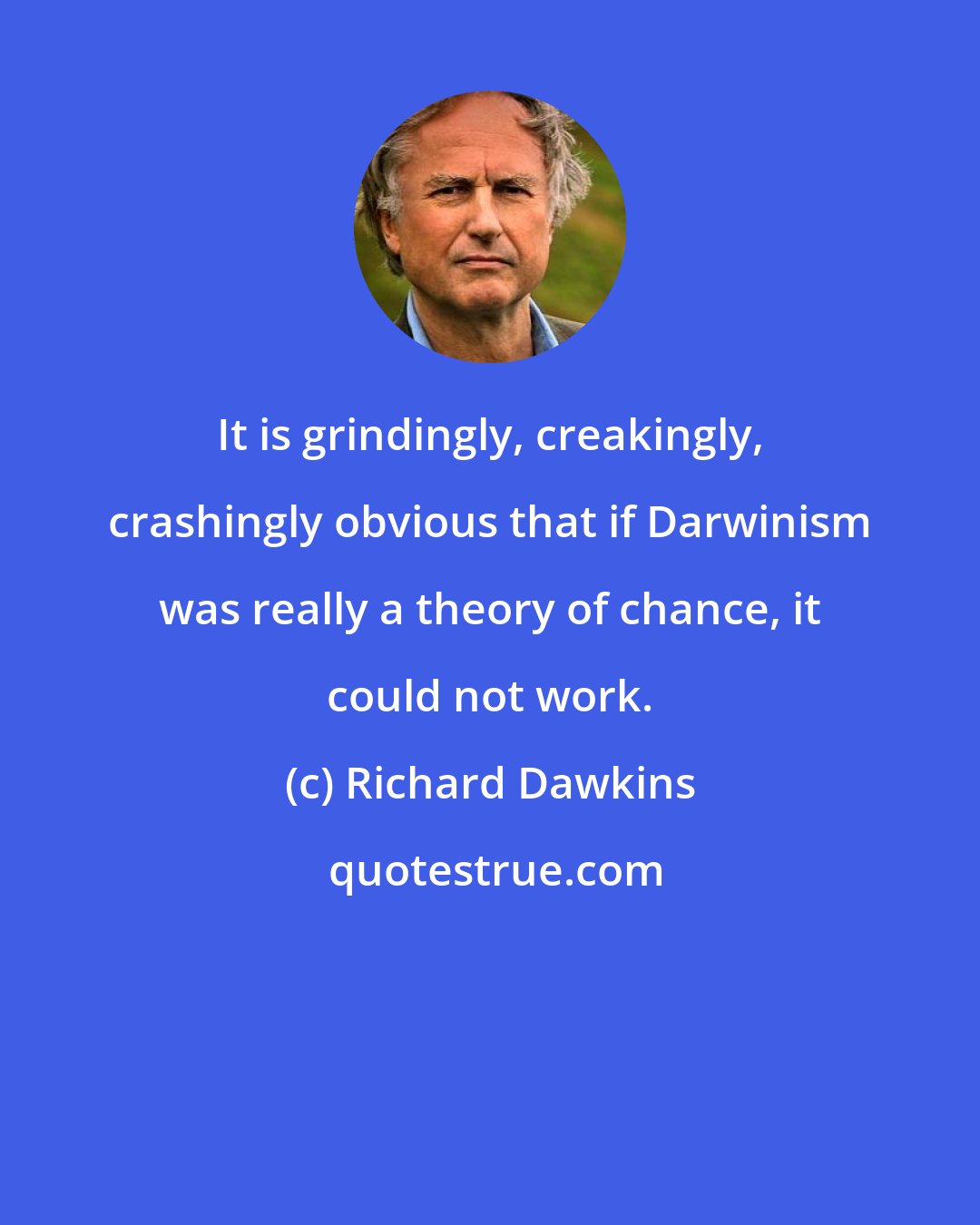 Richard Dawkins: It is grindingly, creakingly, crashingly obvious that if Darwinism was really a theory of chance, it could not work.