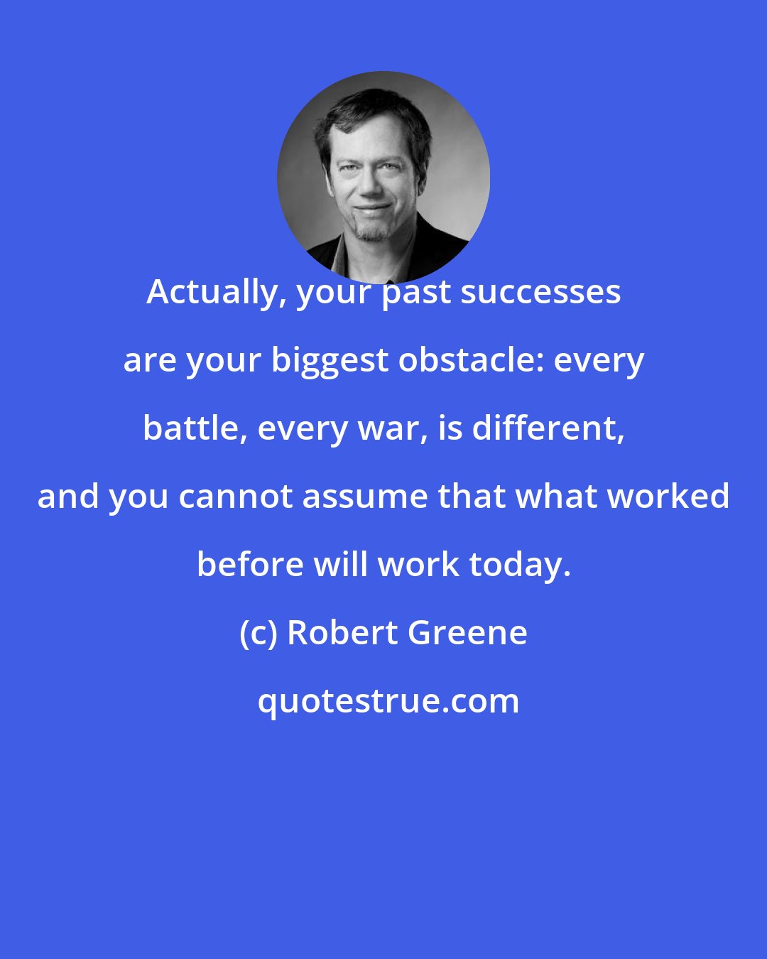 Robert Greene: Actually, your past successes are your biggest obstacle: every battle, every war, is different, and you cannot assume that what worked before will work today.