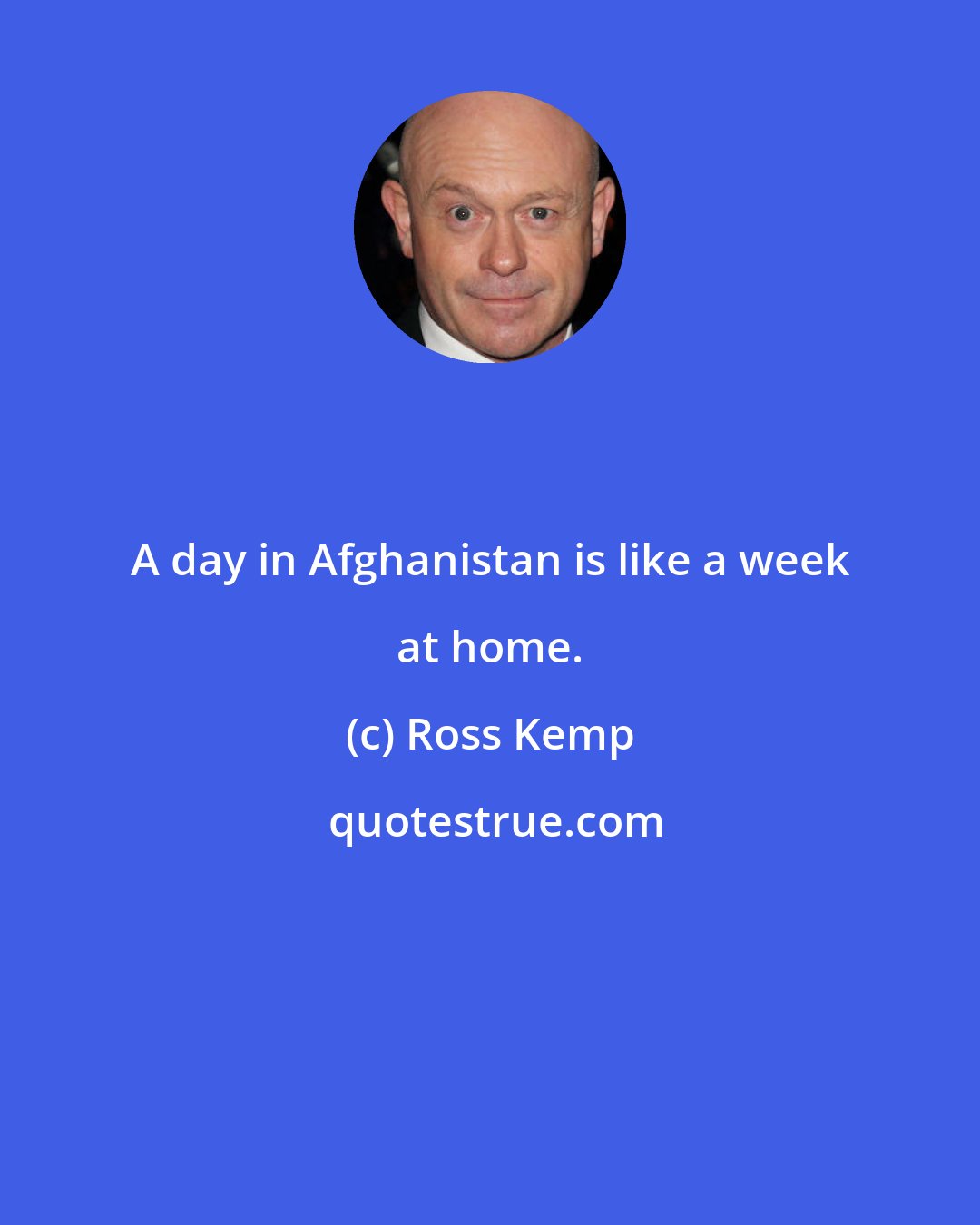 Ross Kemp: A day in Afghanistan is like a week at home.