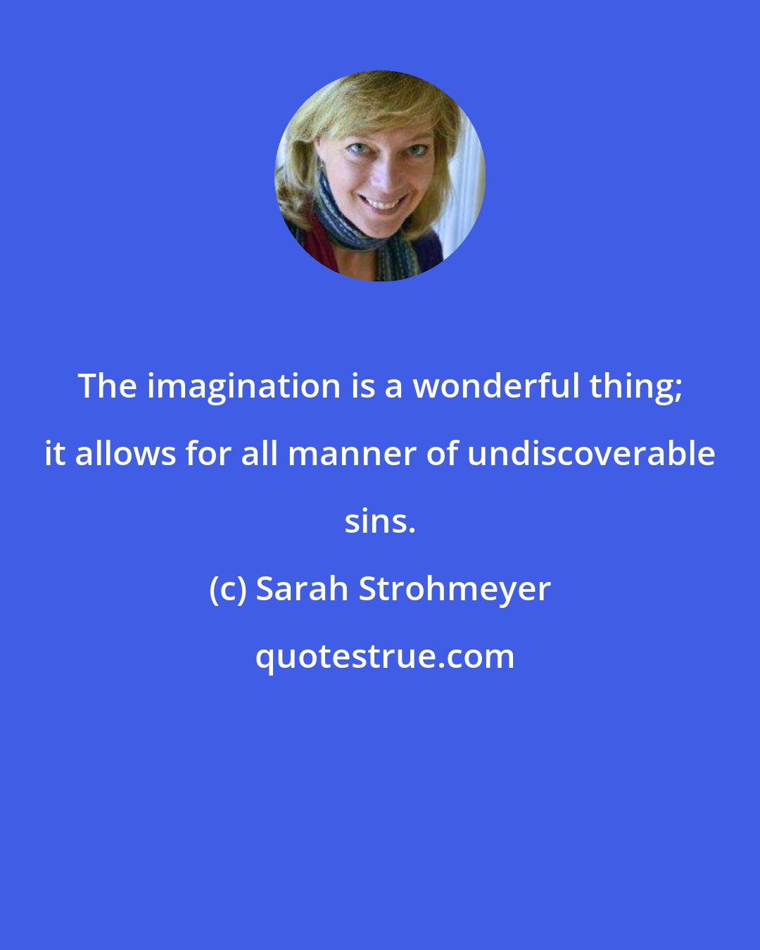 Sarah Strohmeyer: The imagination is a wonderful thing; it allows for all manner of undiscoverable sins.