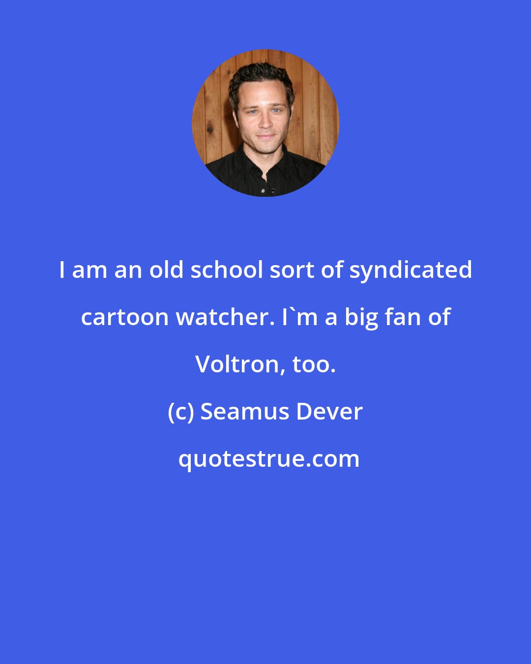 Seamus Dever: I am an old school sort of syndicated cartoon watcher. I'm a big fan of Voltron, too.