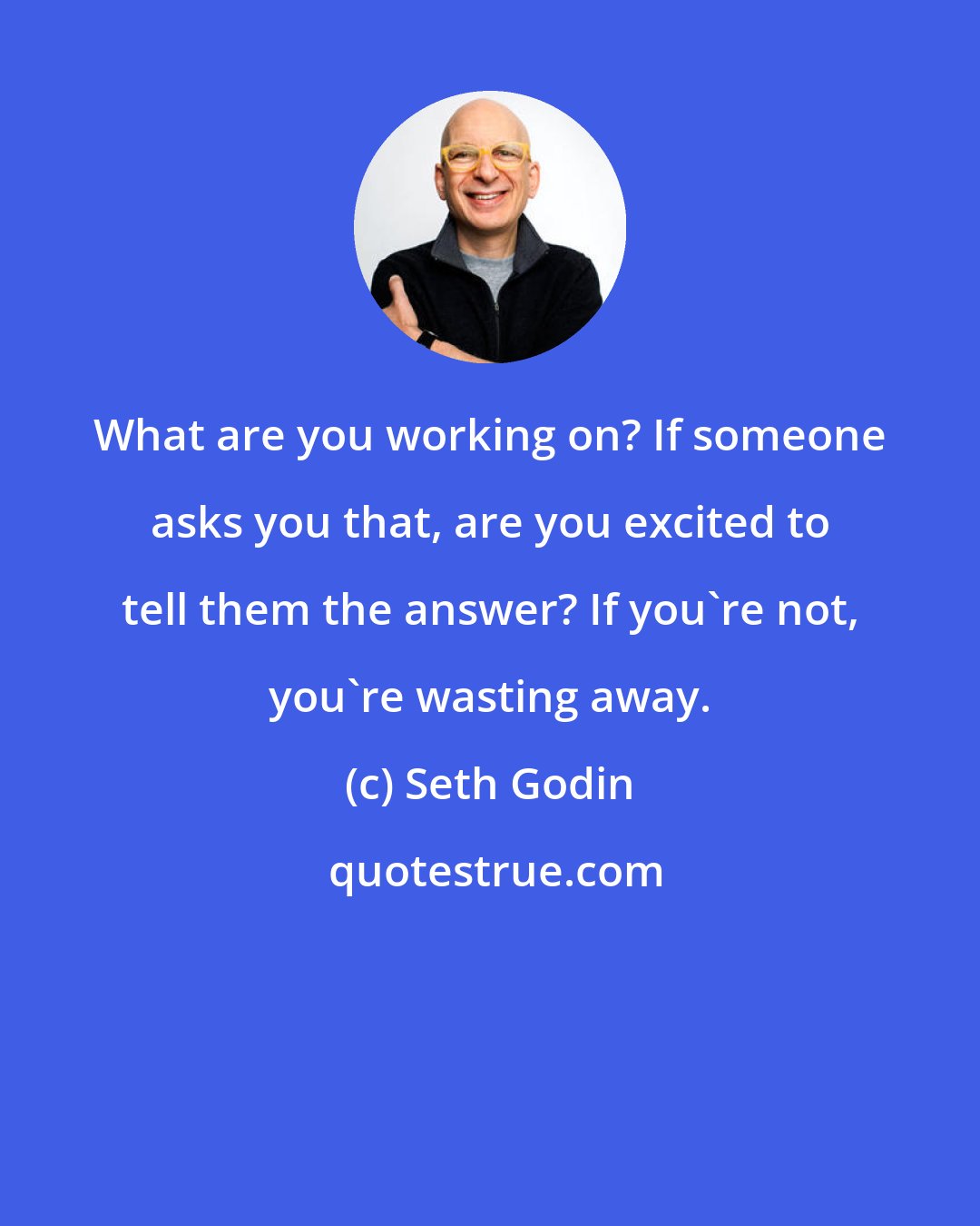 Seth Godin: What are you working on? If someone asks you that, are you excited to tell them the answer? If you're not, you're wasting away.
