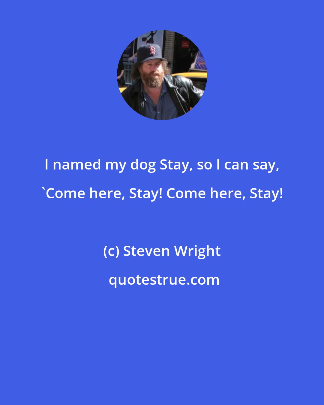Steven Wright: I named my dog Stay, so I can say, 'Come here, Stay! Come here, Stay!