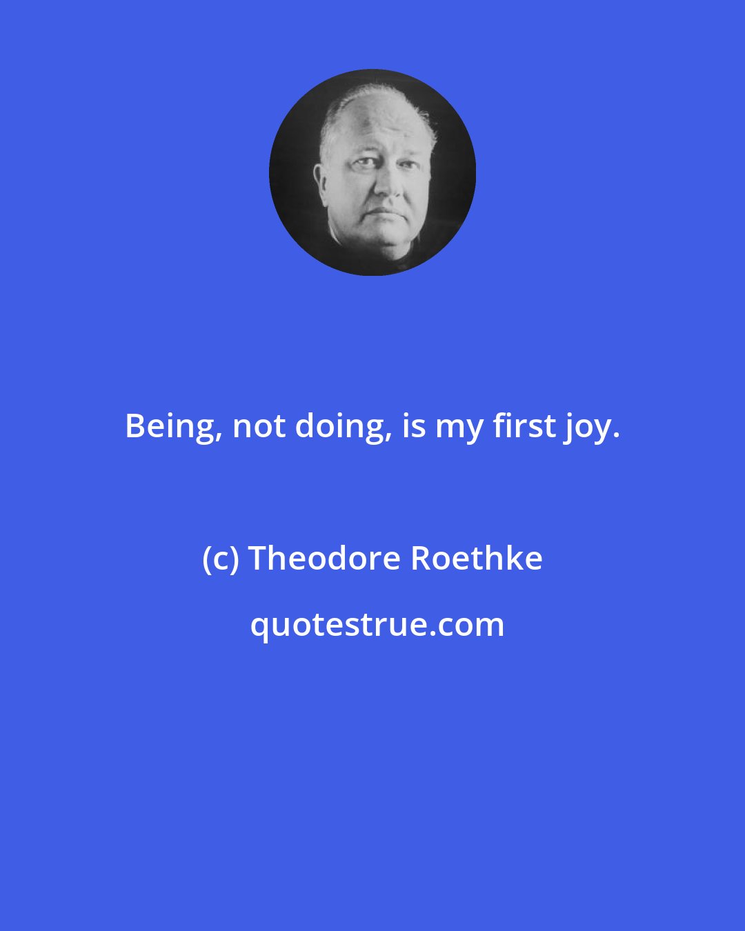 Theodore Roethke: Being, not doing, is my first joy.
