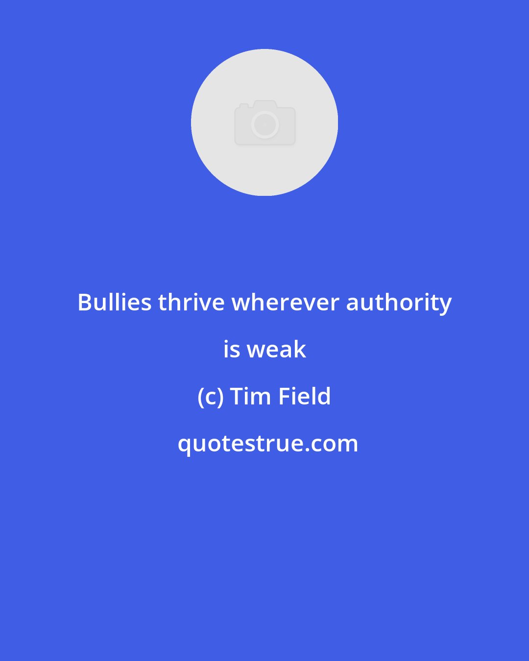 Tim Field: Bullies thrive wherever authority is weak