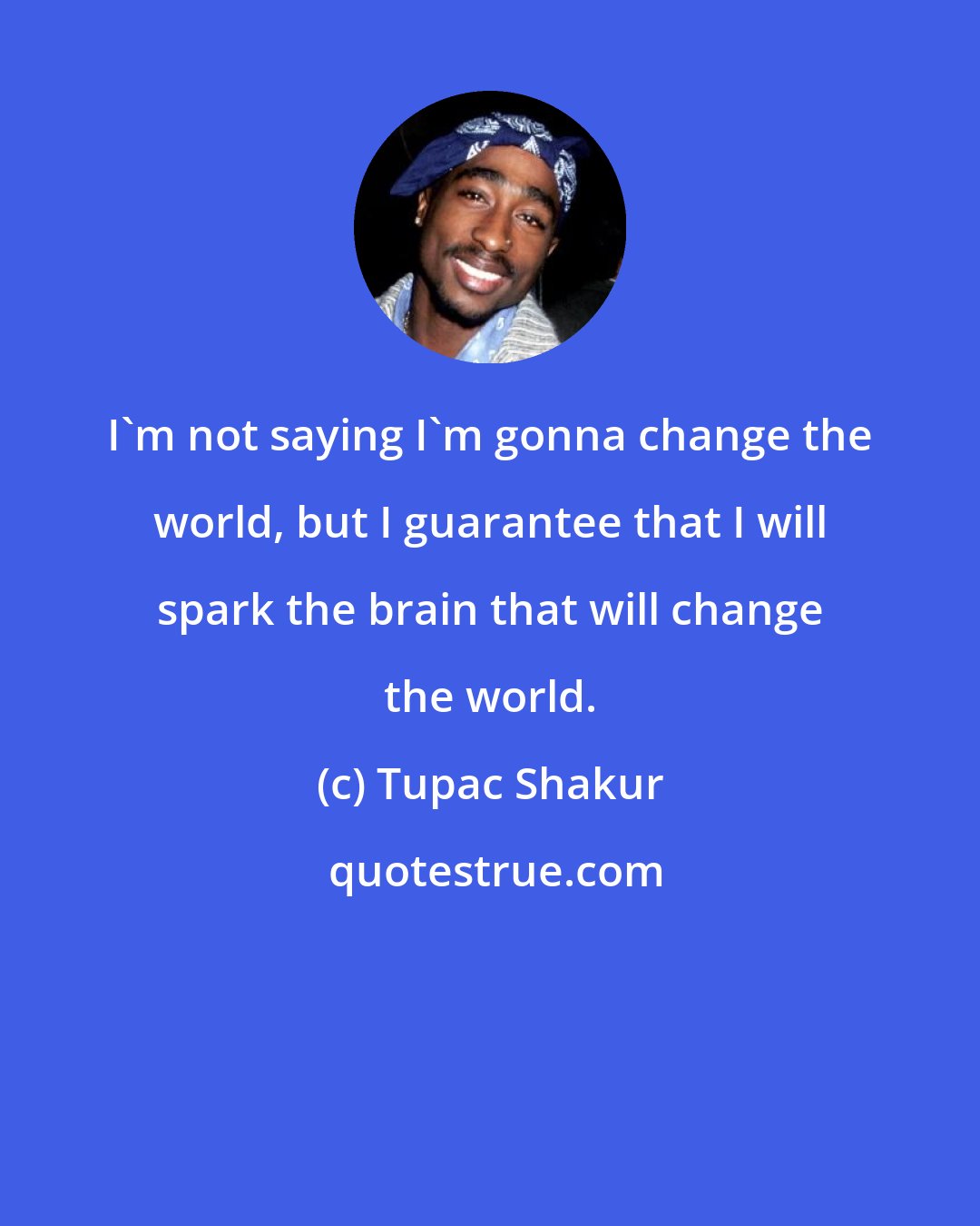 Tupac Shakur: I'm not saying I'm gonna change the world, but I guarantee that I will spark the brain that will change the world.