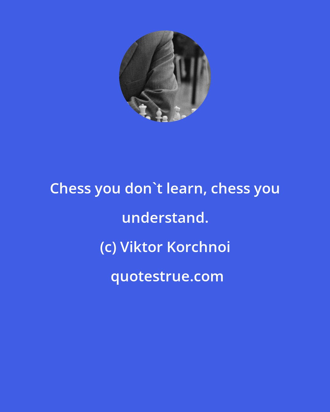 Viktor Korchnoi: Chess you don't learn, chess you understand.