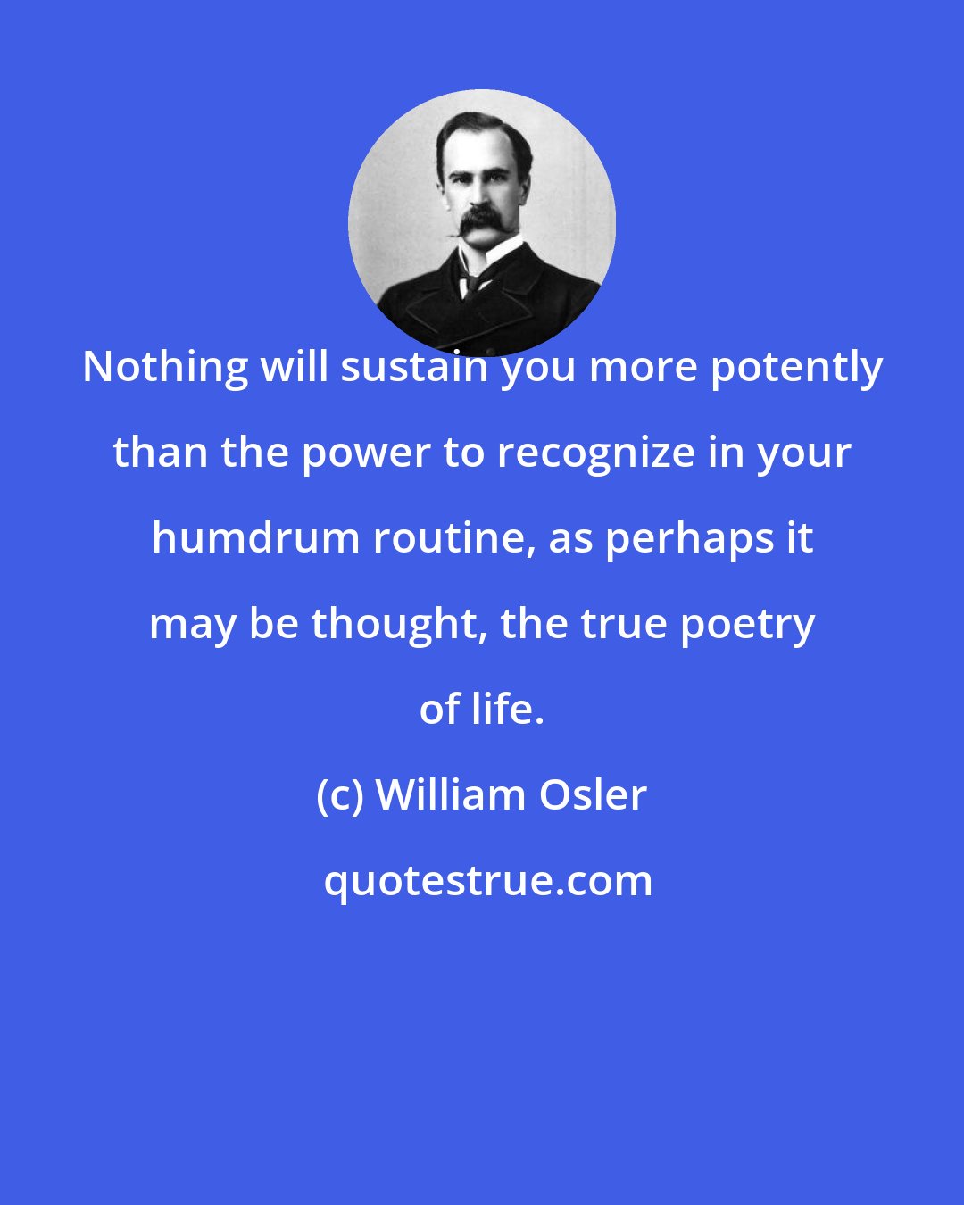 William Osler: Nothing will sustain you more potently than the power to recognize in your humdrum routine, as perhaps it may be thought, the true poetry of life.