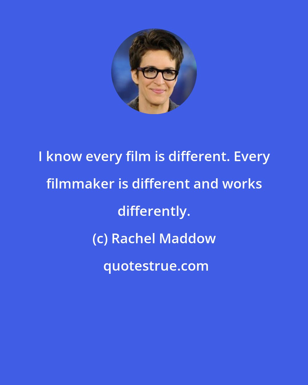 Rachel Maddow: I know every film is different. Every filmmaker is different and works differently.