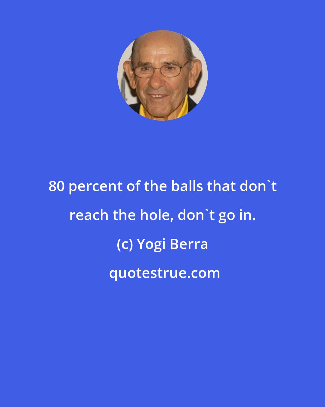 Yogi Berra: 80 percent of the balls that don't reach the hole, don't go in.