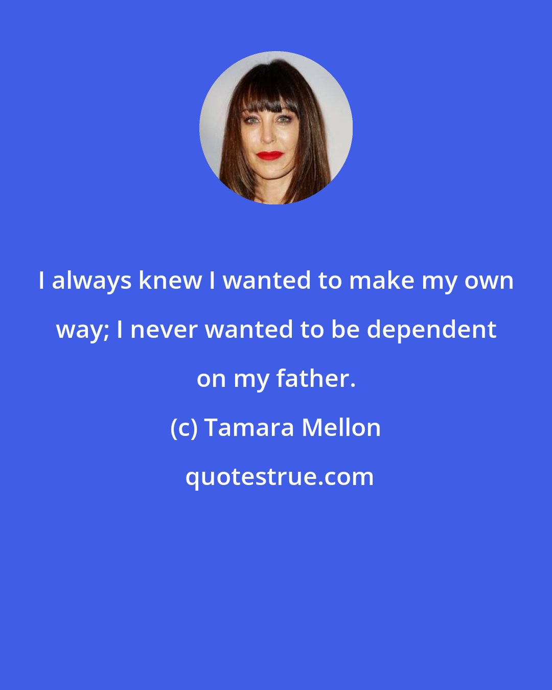 Tamara Mellon: I always knew I wanted to make my own way; I never wanted to be dependent on my father.