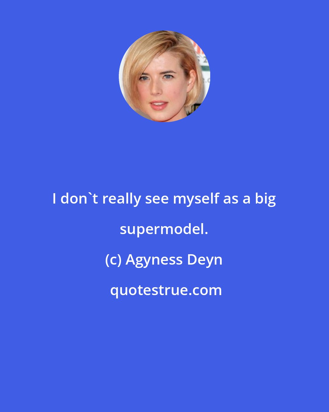 Agyness Deyn: I don't really see myself as a big supermodel.
