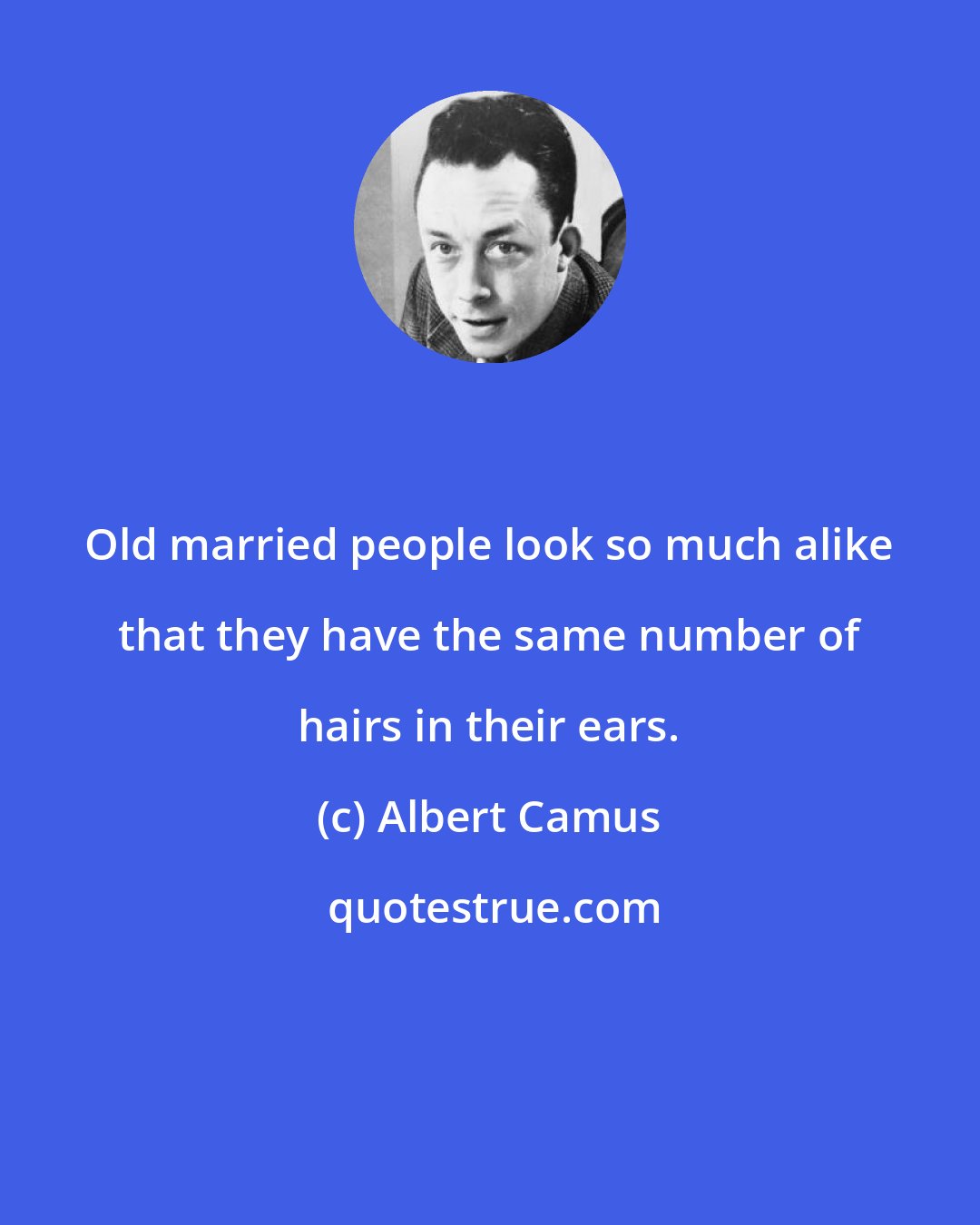 Albert Camus: Old married people look so much alike that they have the same number of hairs in their ears.