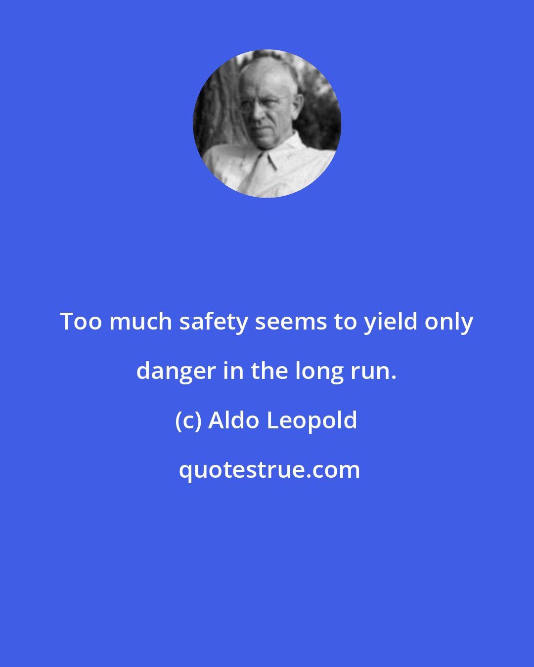 Aldo Leopold: Too much safety seems to yield only danger in the long run.