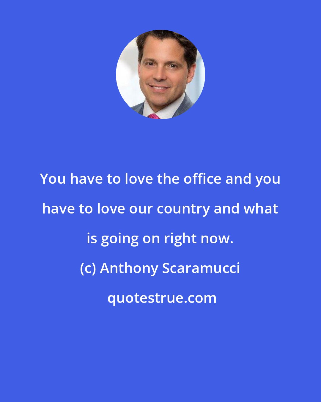 Anthony Scaramucci: You have to love the office and you have to love our country and what is going on right now.
