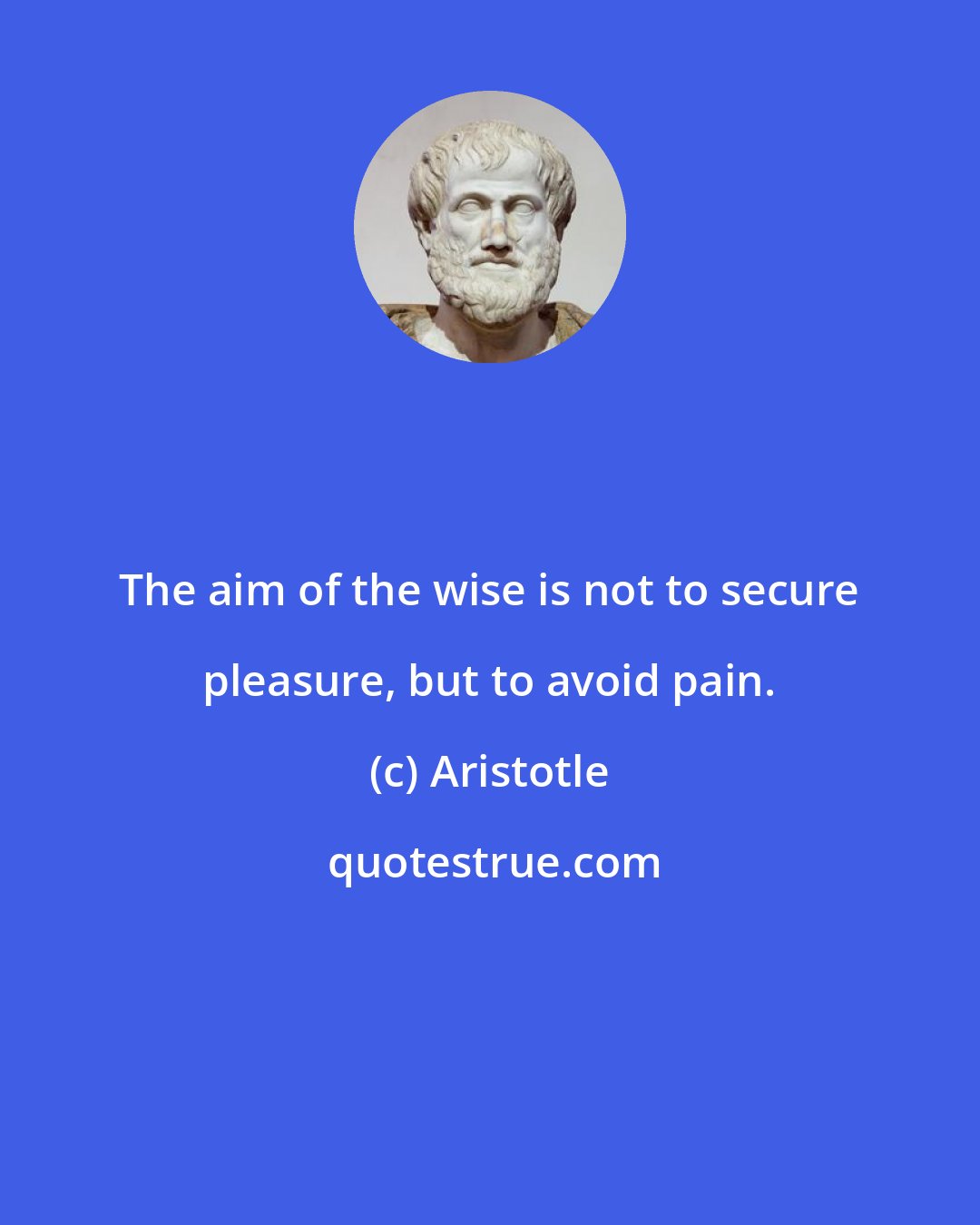 Aristotle: The aim of the wise is not to secure pleasure, but to avoid pain.