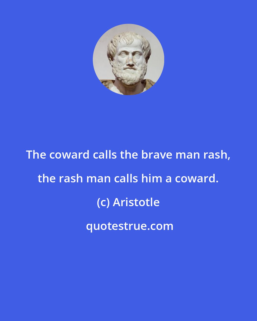 Aristotle: The coward calls the brave man rash, the rash man calls him a coward.