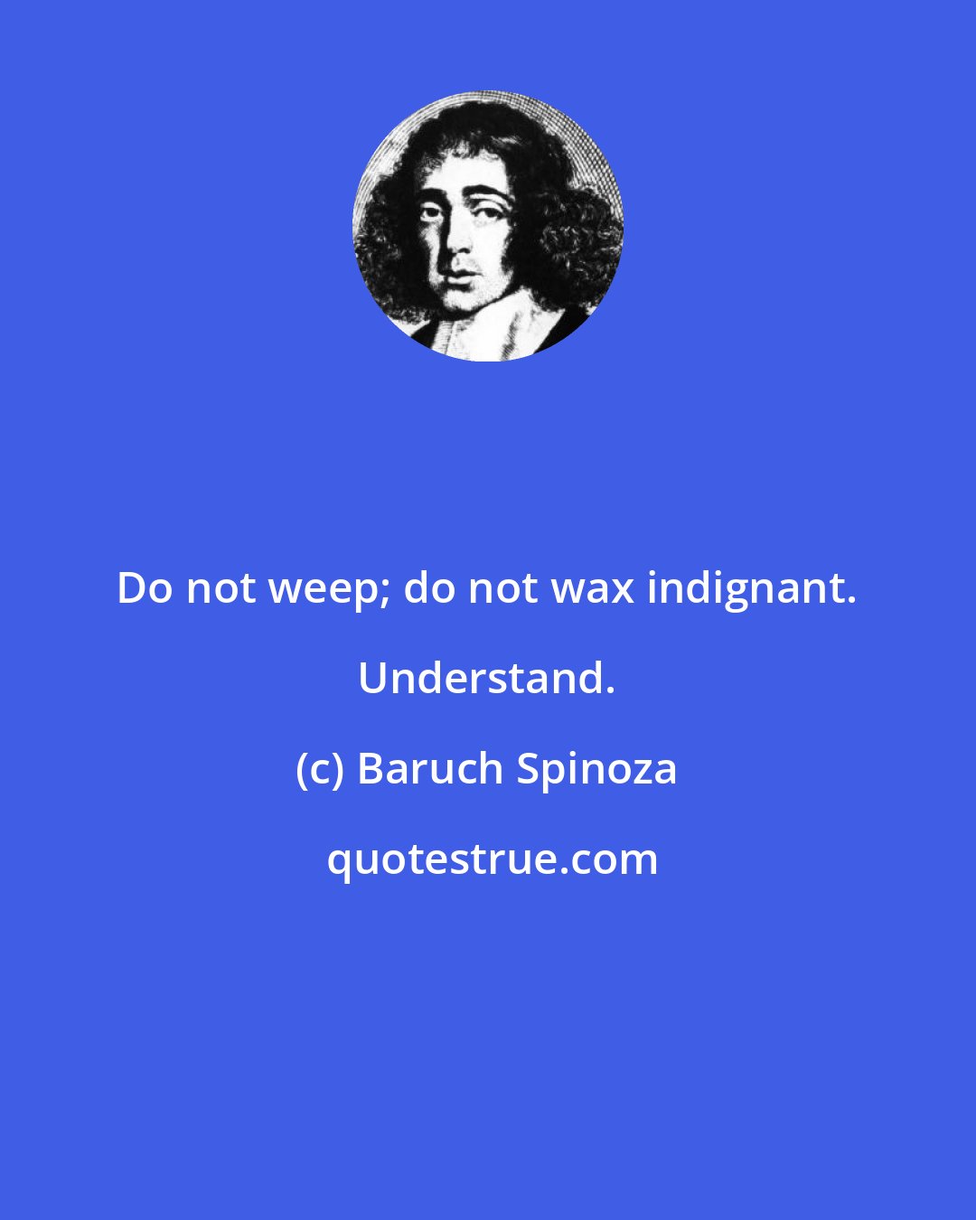 Baruch Spinoza: Do not weep; do not wax indignant. Understand.