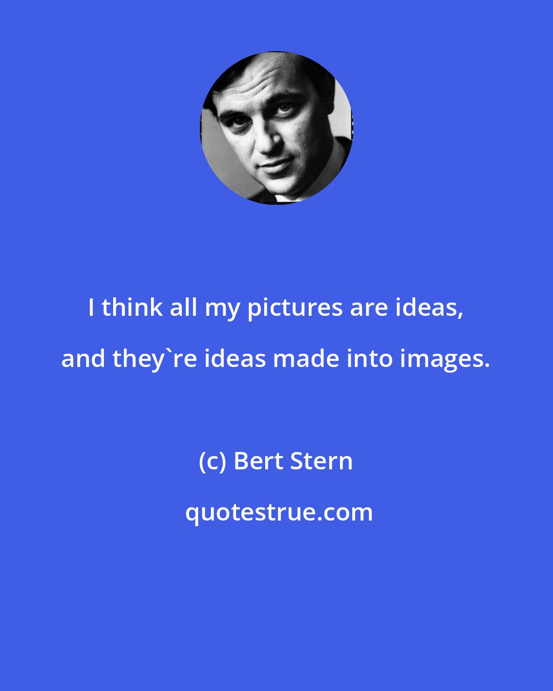 Bert Stern: I think all my pictures are ideas, and they're ideas made into images.