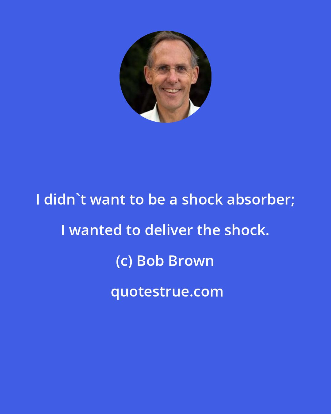 Bob Brown: I didn't want to be a shock absorber; I wanted to deliver the shock.