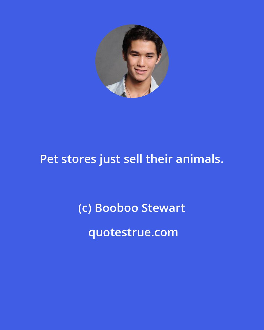 Booboo Stewart: Pet stores just sell their animals.