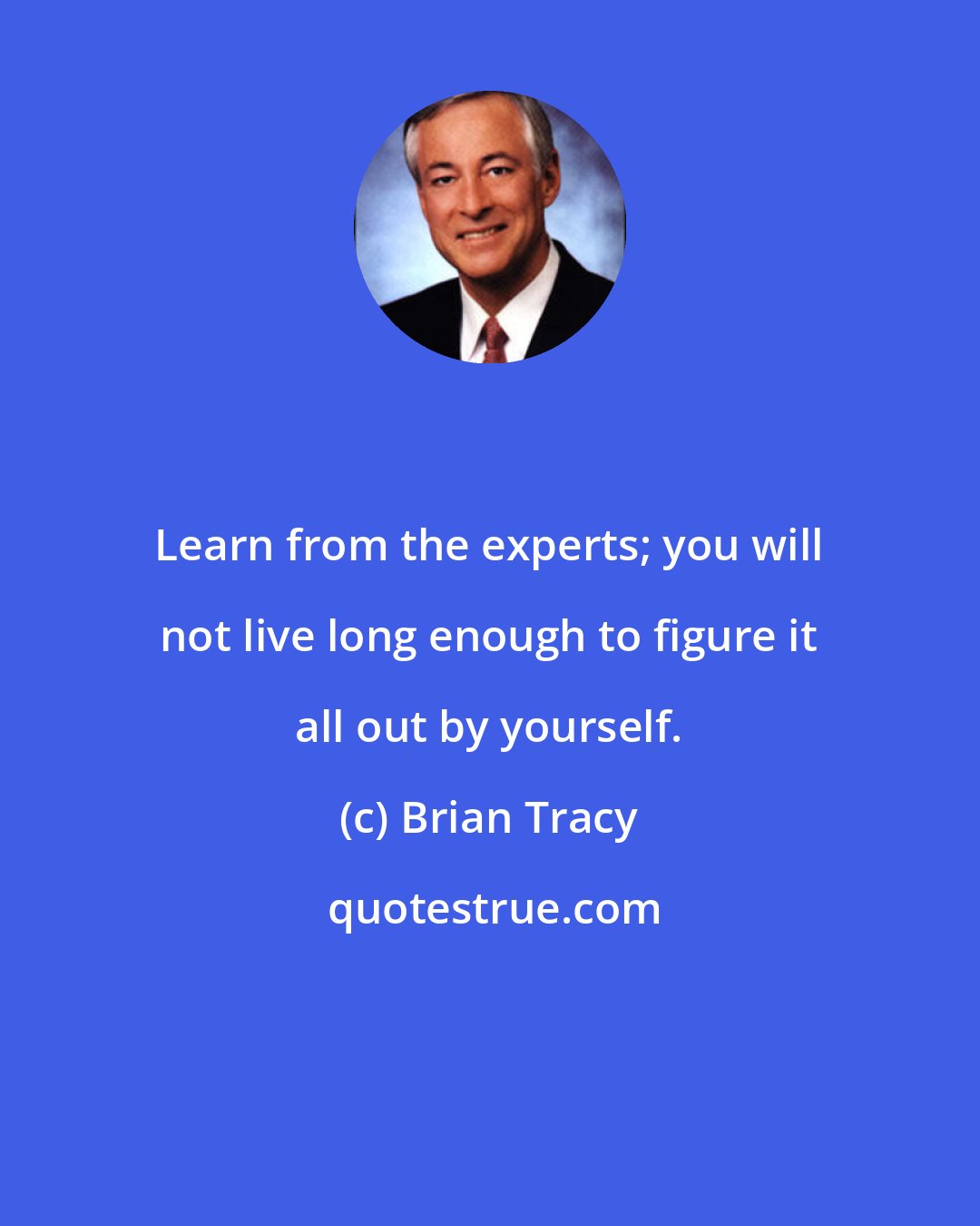 Brian Tracy: Learn from the experts; you will not live long enough to figure it all out by yourself.