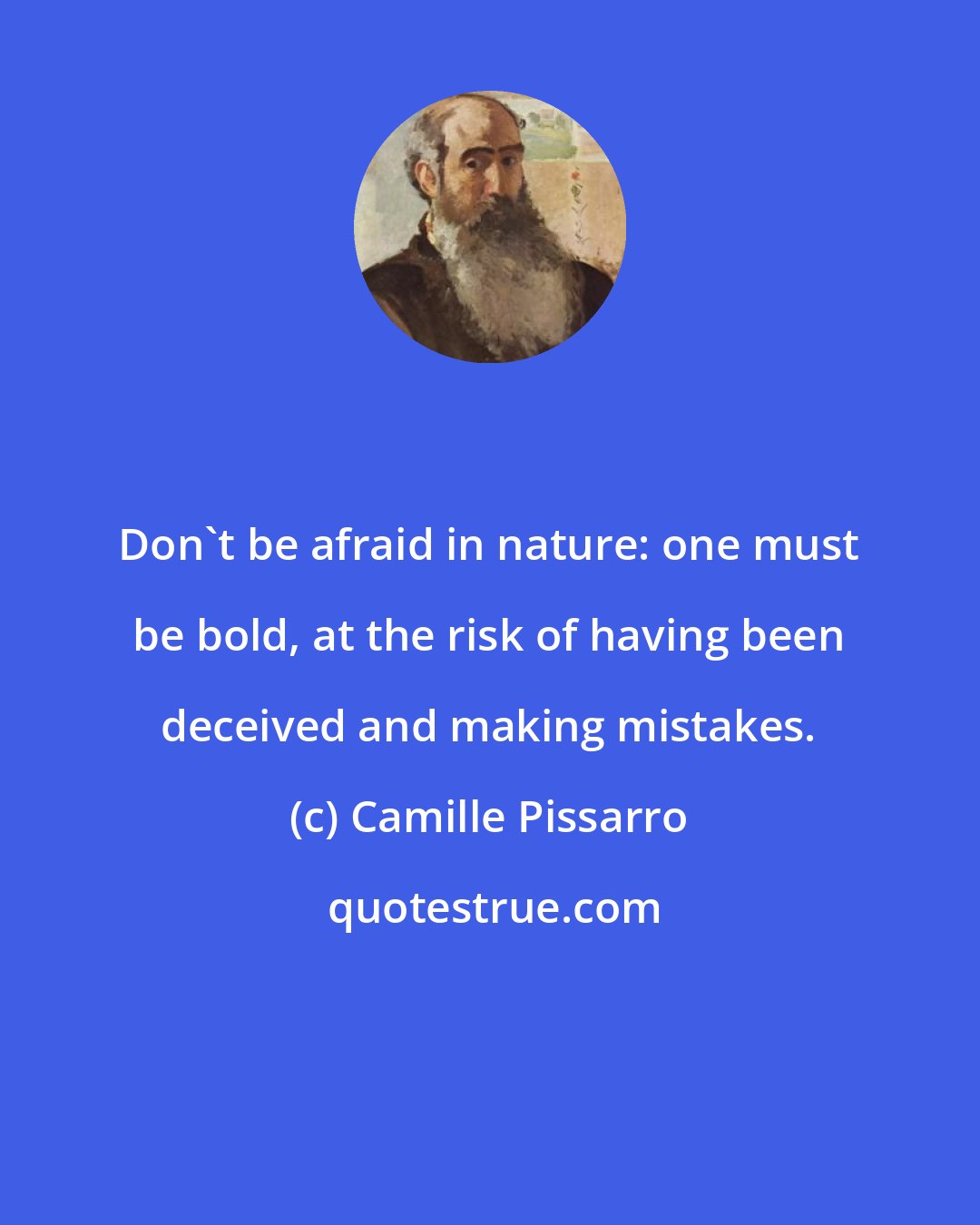 Camille Pissarro: Don't be afraid in nature: one must be bold, at the risk of having been deceived and making mistakes.