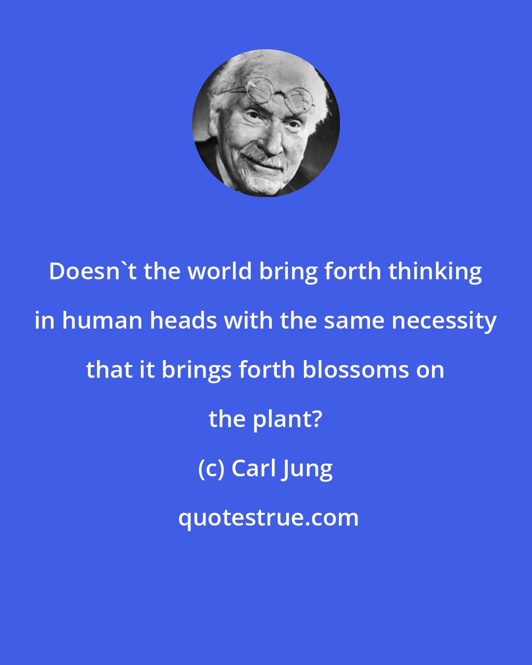 Carl Jung: Doesn't the world bring forth thinking in human heads with the same necessity that it brings forth blossoms on the plant?