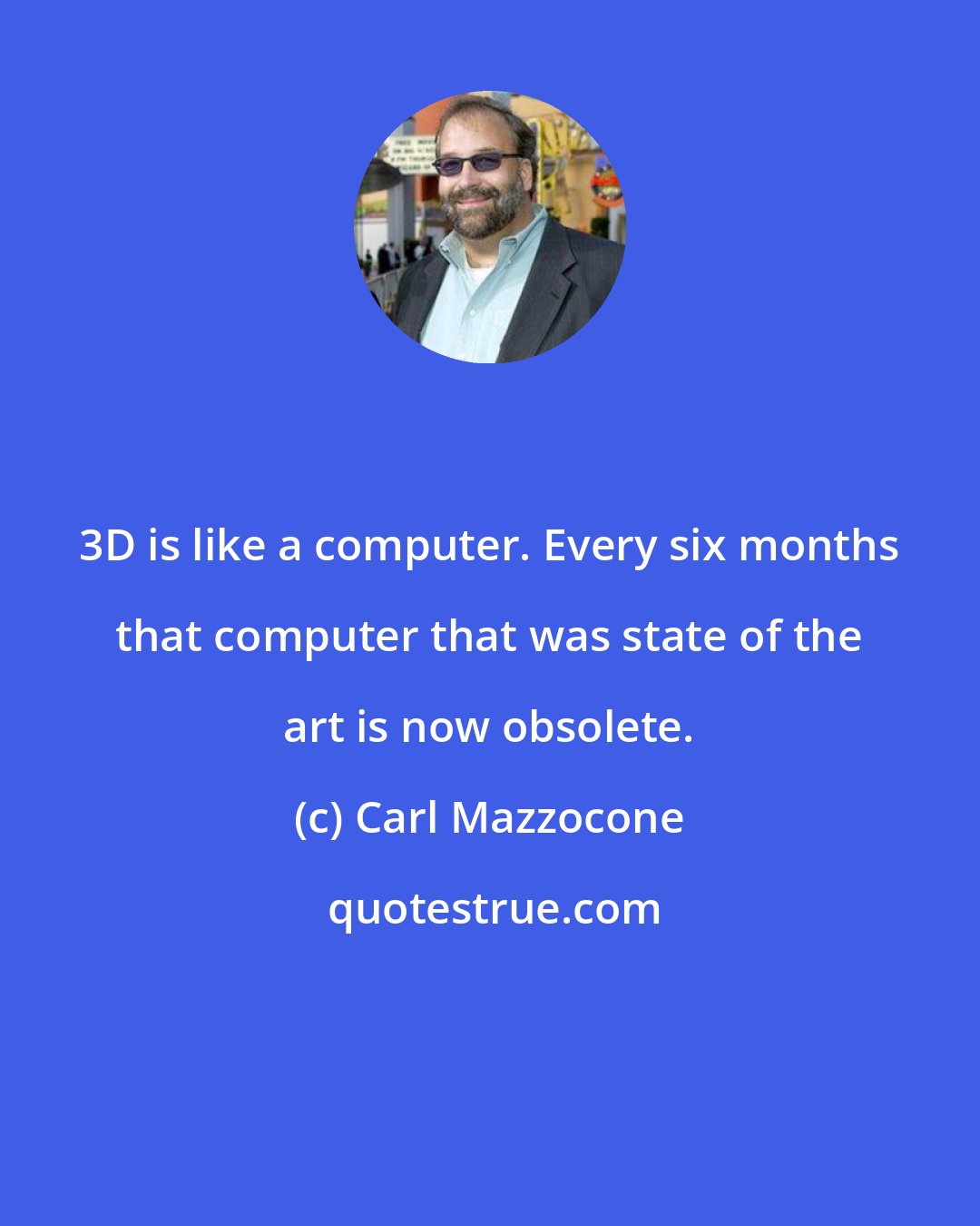 Carl Mazzocone: 3D is like a computer. Every six months that computer that was state of the art is now obsolete.