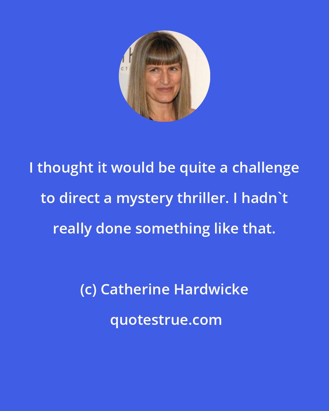 Catherine Hardwicke: I thought it would be quite a challenge to direct a mystery thriller. I hadn't really done something like that.