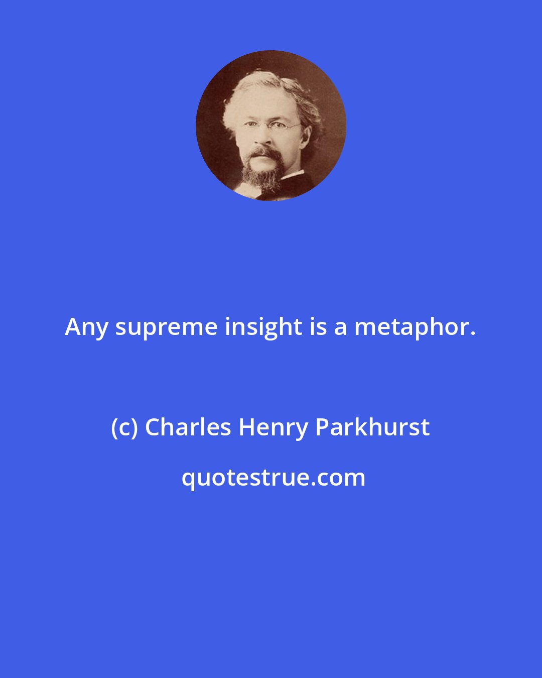Charles Henry Parkhurst: Any supreme insight is a metaphor.