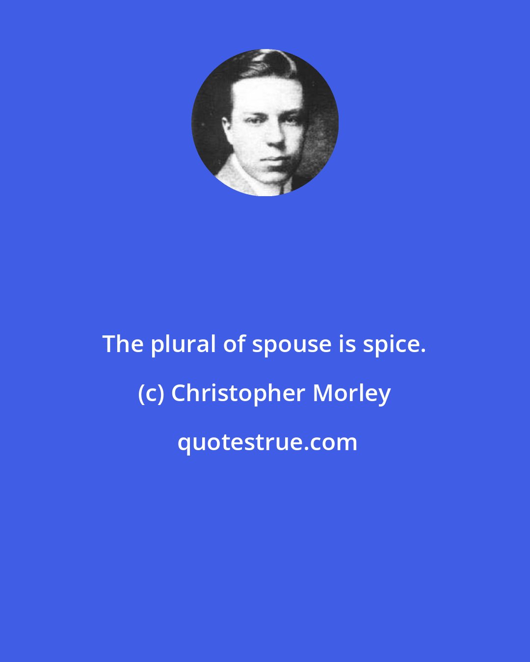 Christopher Morley: The plural of spouse is spice.