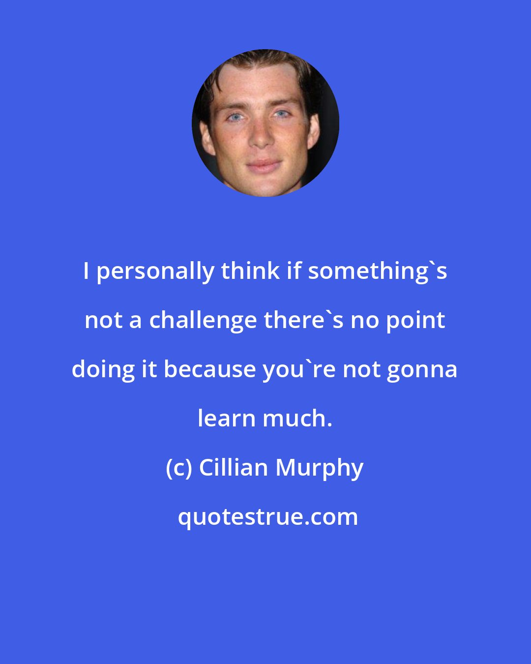 Cillian Murphy: I personally think if something's not a challenge there's no point doing it because you're not gonna learn much.